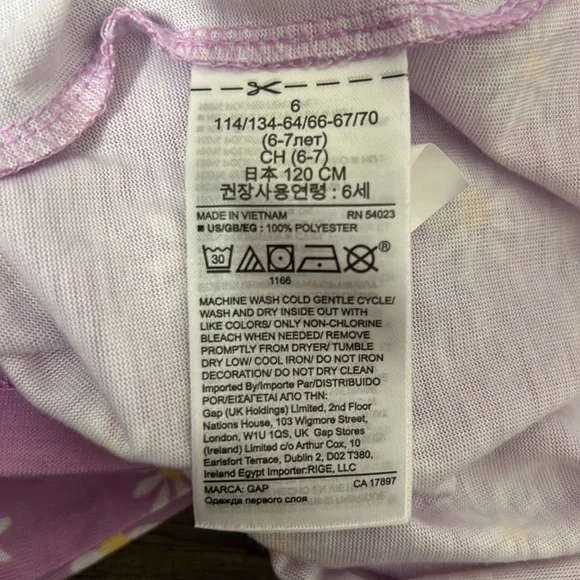 Gap Kids Purple Daisy Sleeveless Sleep Top Size 6 - Picture 5 of 5